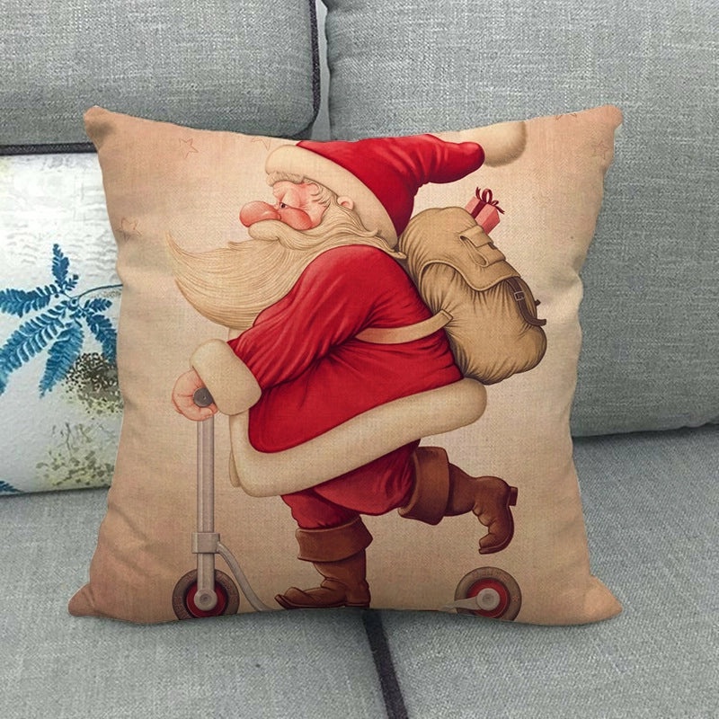 Nordic Modern Classic Christmas Tree Santa Dog Linen Pillow Covers Sofa Couch Decor|Home Decor Pillows
