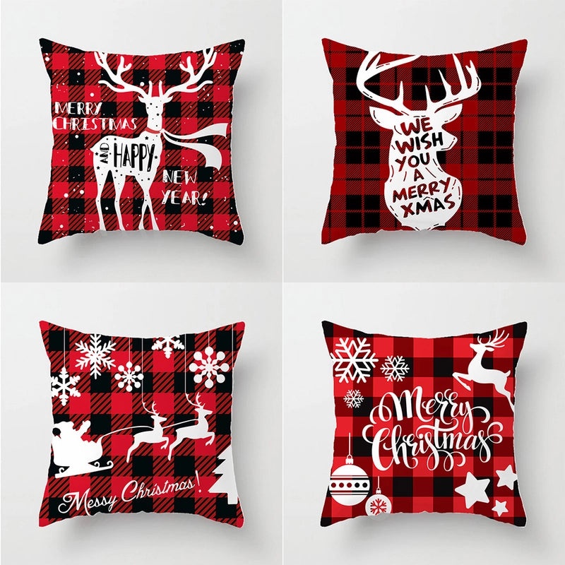 Christmas Ethnic Letter Elk Pillow Covers for Couch Sofa Decor | Home Decor Cushions
