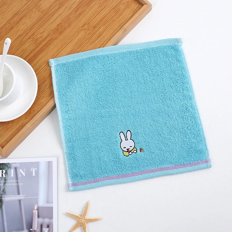 Cotton Square Towel 25x25cm Soft Absorbent Embroidered Face Hand Towel for Kindergarten|Home Textiles