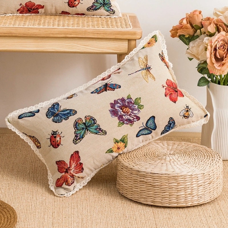 Floral Butterfly Pattern Polyester Pillow Covers|Home Decor Pillows
