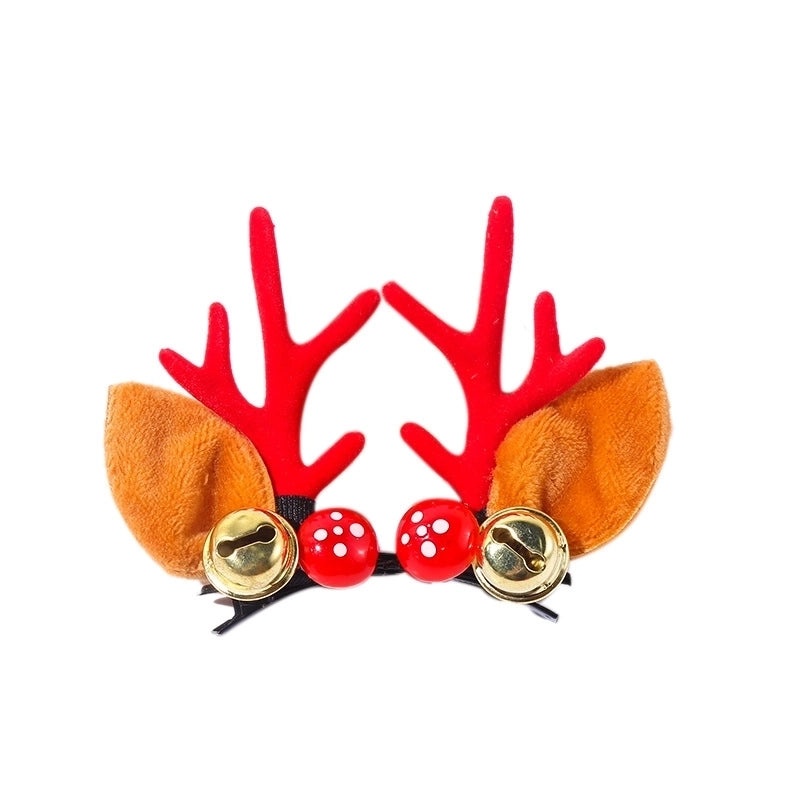 Christmas Reindeer Antler Hair Clip with Pom Pom Ball | Holiday Hair Accessories