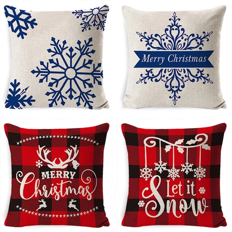 Christmas Geometric Snowflake Cartoon Cushion Cover for Couch Sofa | Home Decor & Cushions