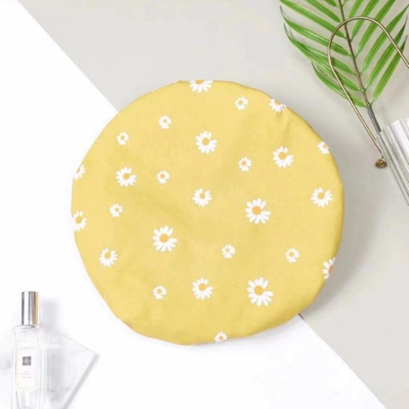 Waterproof Double Layer Shower Cap for Women Cartoon Print Hair Protection PVCPE Material|Women’s Bath & Shower Accessories