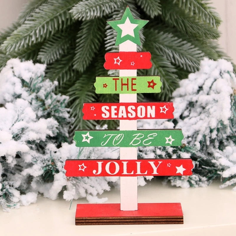 DIY Mini Wooden English Alphabet Christmas Tree Decorations for Desktop and Office|Home Decor