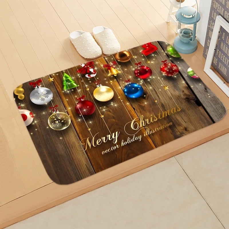 Festive Christmas Elk and Tree Flannel Floor Mat|Home Decor Rugs