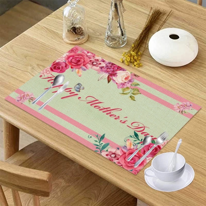 Color Block Heart Linen Placemat Minimalist Design | Home Decor Table Linens