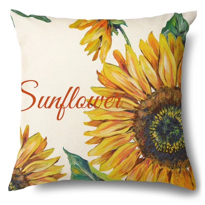 Rustic Sunflower Linen Pillow Covers|Home Decor Pillows