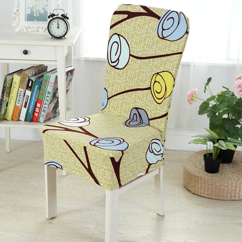 Elastic One-piece Chair Cover Full Hotel Dining Chair Back Protector Simple Slipcover|Home & Living Chair Covers