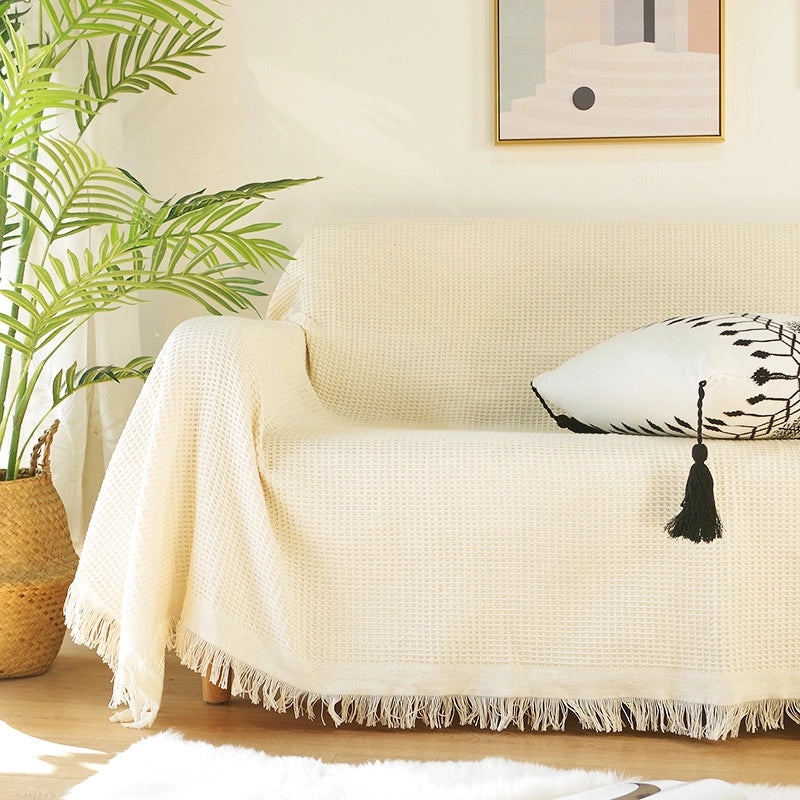 Nordic Minimalist Waffle Sofa Blanket Protective Dust Cover Full Fabric Sofa Towel|Home Textile Accessories