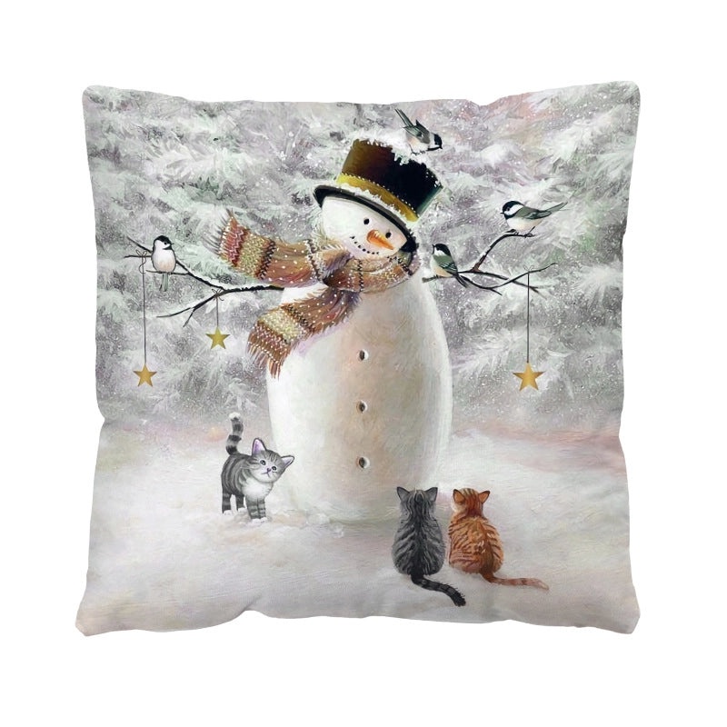 Festive Christmas Plush Santa & Snowman Pillow Covers | Holiday Home Decor & Sofa Accessories