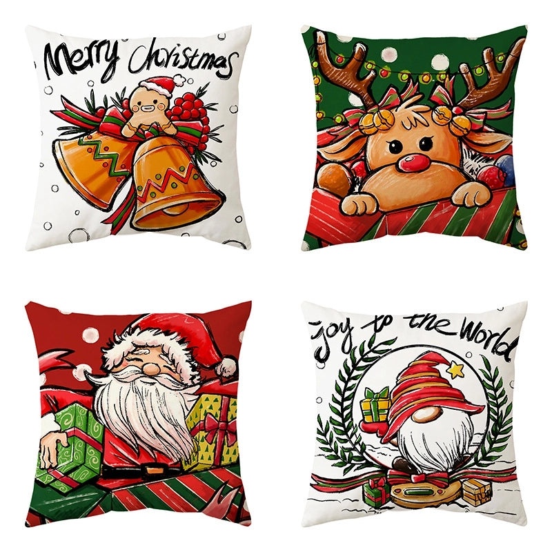 Christmas Tree Santa Elk Holiday Polyester Pillow Covers|Home Decor Pillows