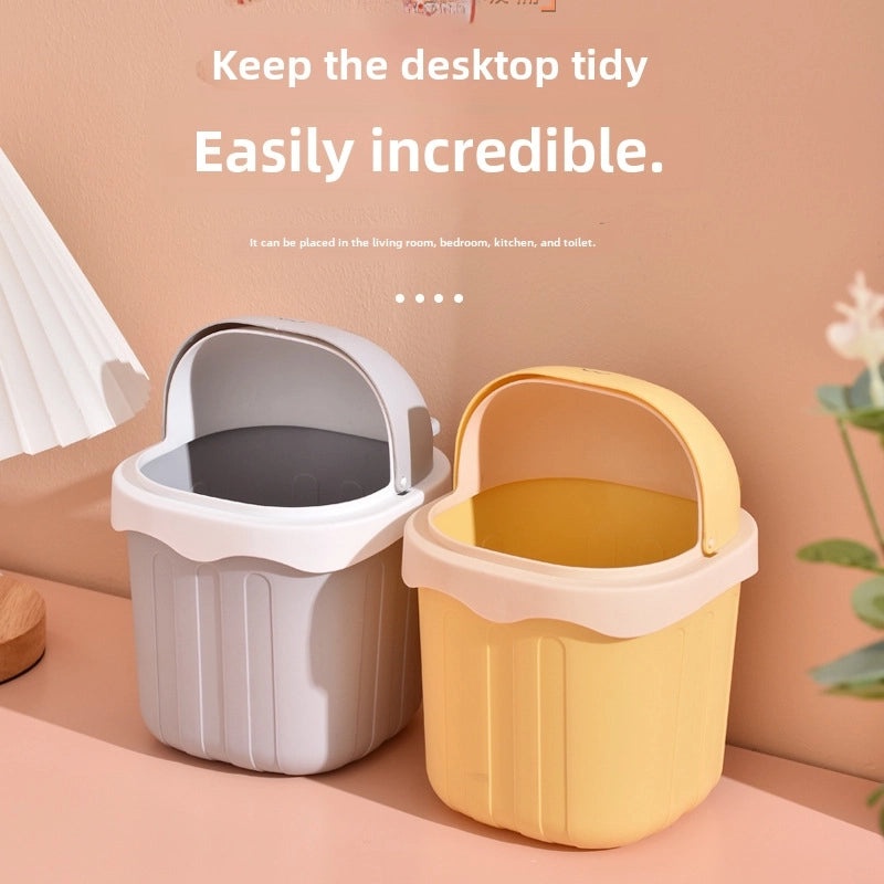 Mini Desktop Trash Can with Lid Cute Small Household Waste Bin Creative Coffee Table Trash Container|Home & Kitchen Storage