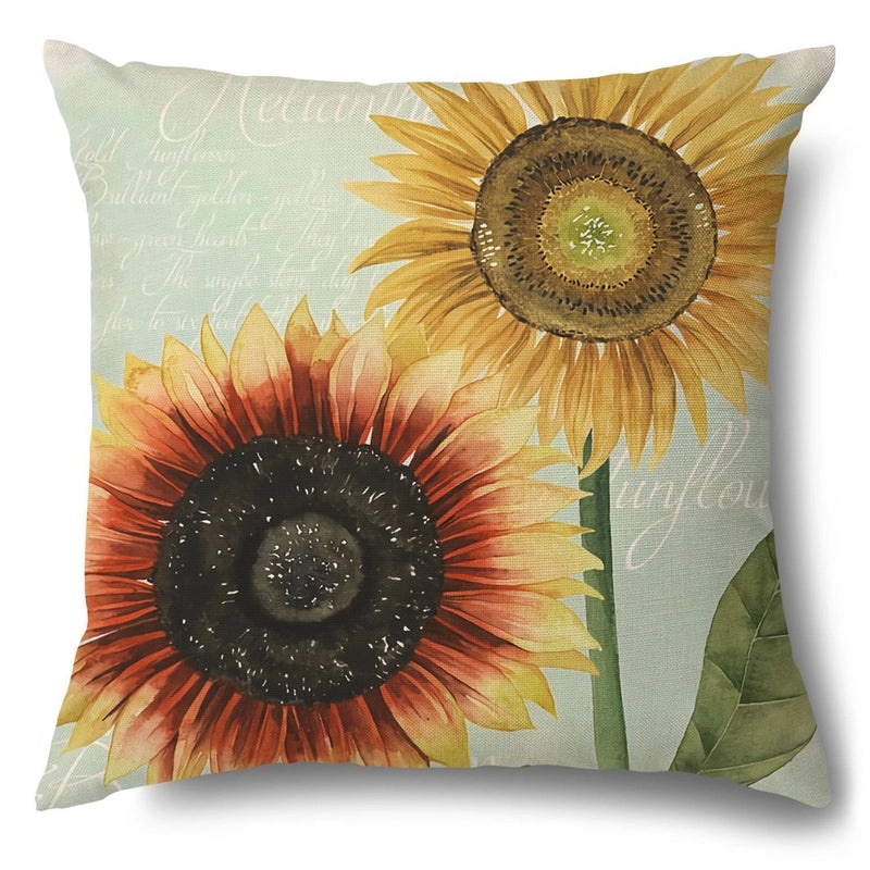Rustic Sunflower Linen Pillow Covers|Home Decor Pillows