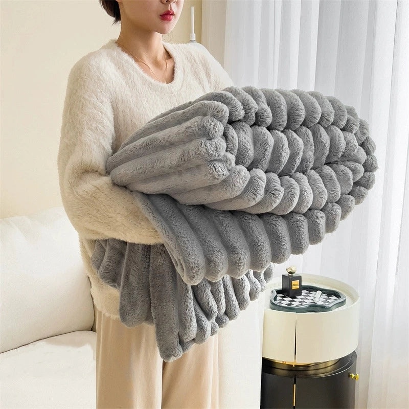 Rabbit Plush Multi-use Nap Blanket Soft Summer Aircon Quilt Small Sofa Car Cover Blanket|Home & Living Textiles