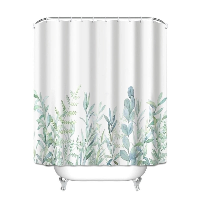 Chinoiserie Style Tropical Plant Polyester Shower Curtain | Bathroom Decor