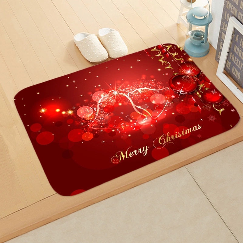 Festive Christmas Tree and Snowflake Flannel Floor Mat | Home Decor & Seasonal Rugs