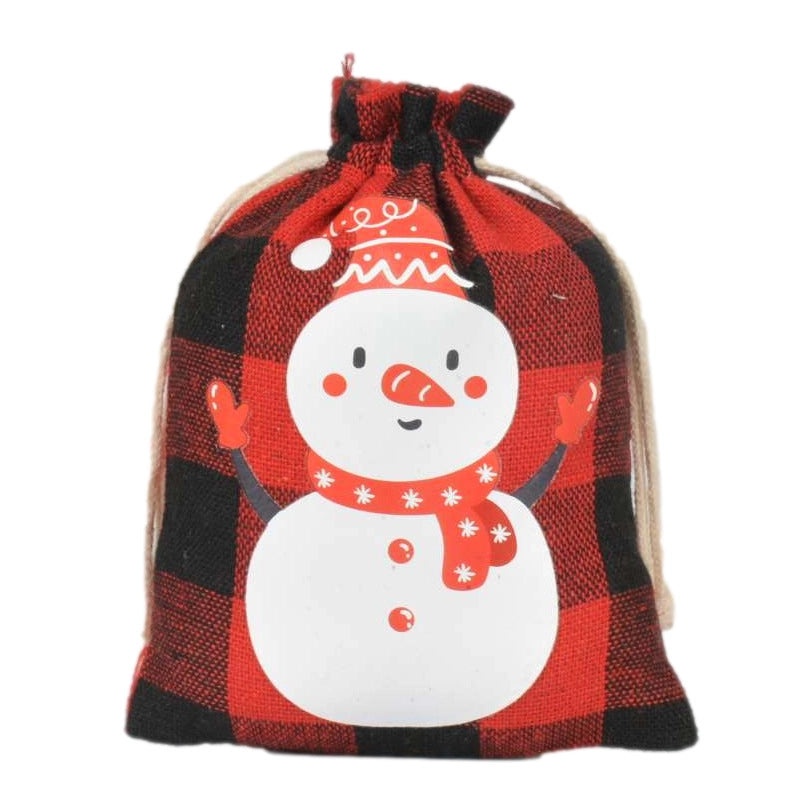 Christmas Party Candy Bag with Snowman Snowflake and Christmas Tree Design | Holiday Gift Bags