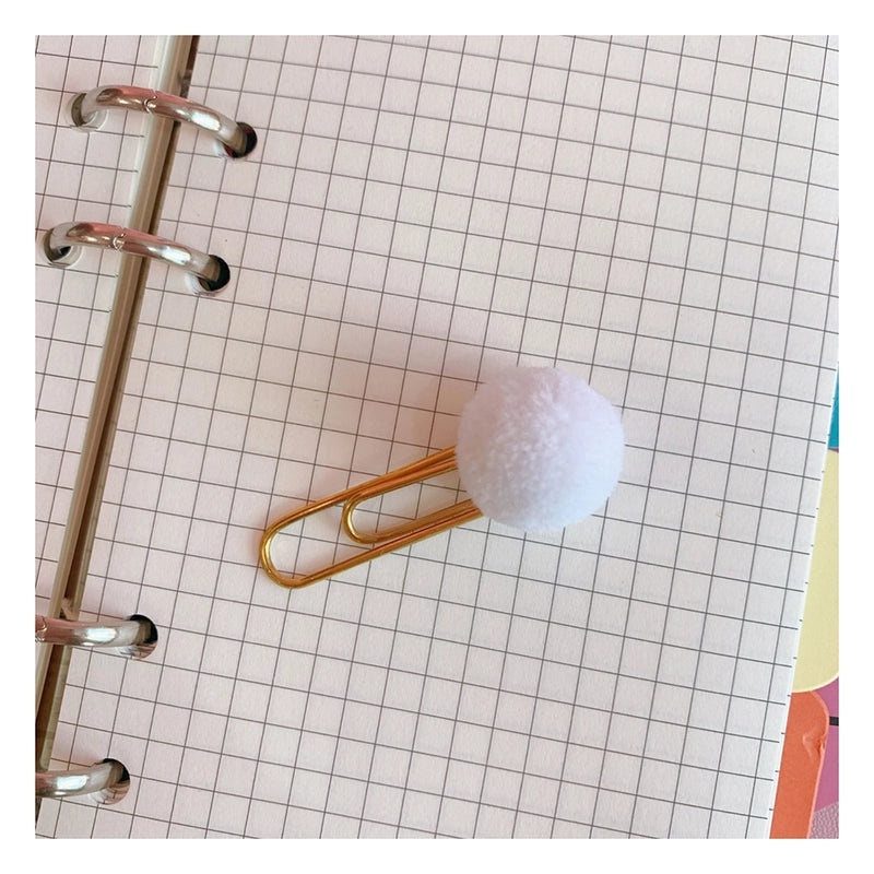 Cute Japanese Metal Paper Clip Bookmark with Colorful Candy Hairy Ball Pin for Students and Office Supplies|Stationery