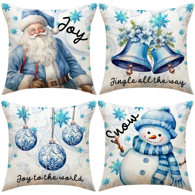 Christmas Holiday Santa Linen Pillow Covers for Couch Sofa Decorations|Home Decor & Seasonal Accessories