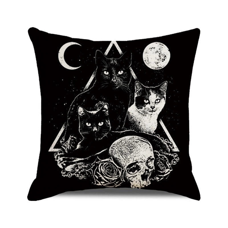 Halloween Skull Cotton Pillow Covers Retro Punk Style for Couch Sofa Decor|Home Decor & Pillows
