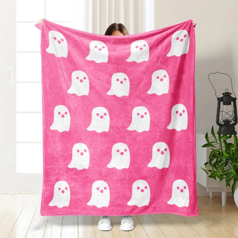Halloween Cozy Pumpkin Bat Ghost Polyester Throw Blanket | Home Decor & Blankets