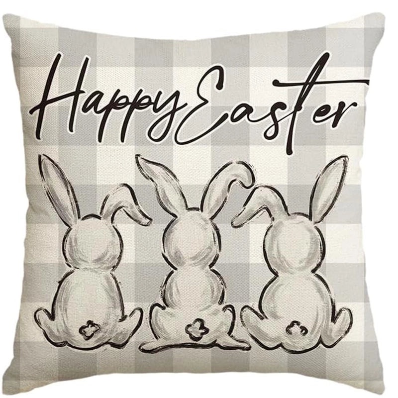 Cute Easter Rabbit Linen Pillow Covers for Couch Sofa Decor | Home Decor Bedding & Pillows