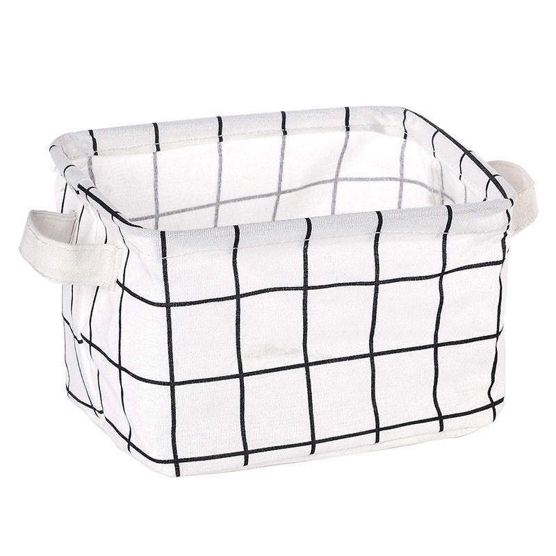 Foldable Cotton Linen Storage Basket for Cosmetics and Desktop Organizer|Home Storage & Organization