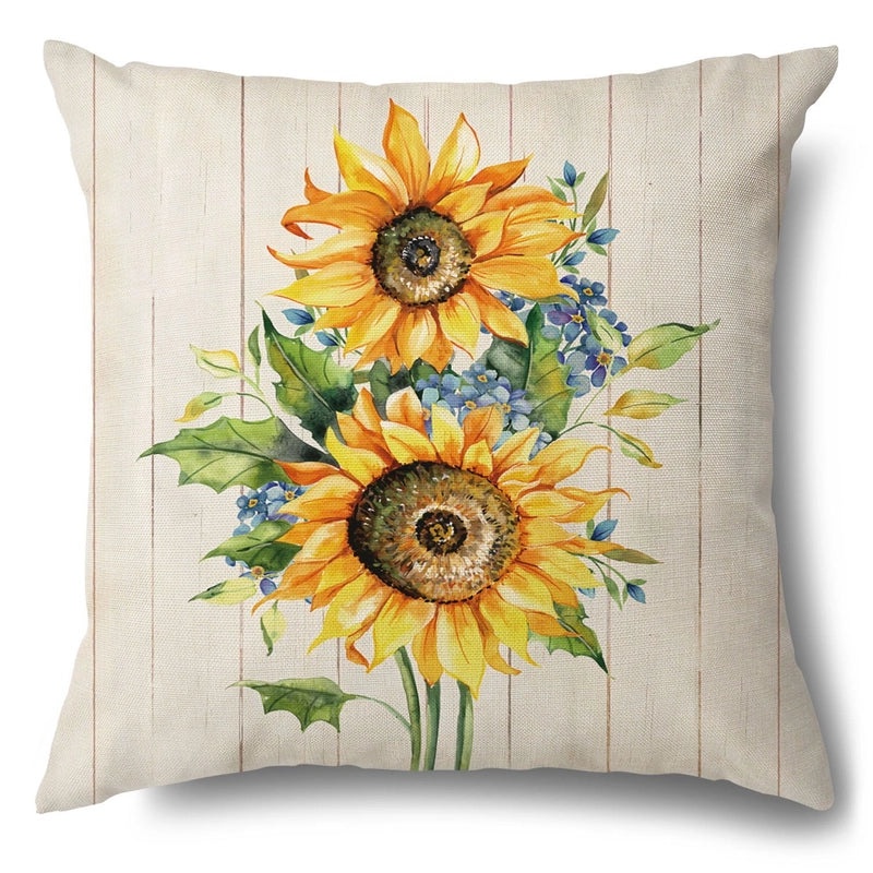 Rustic Sunflower Linen Pillow Covers|Home Decor Pillows