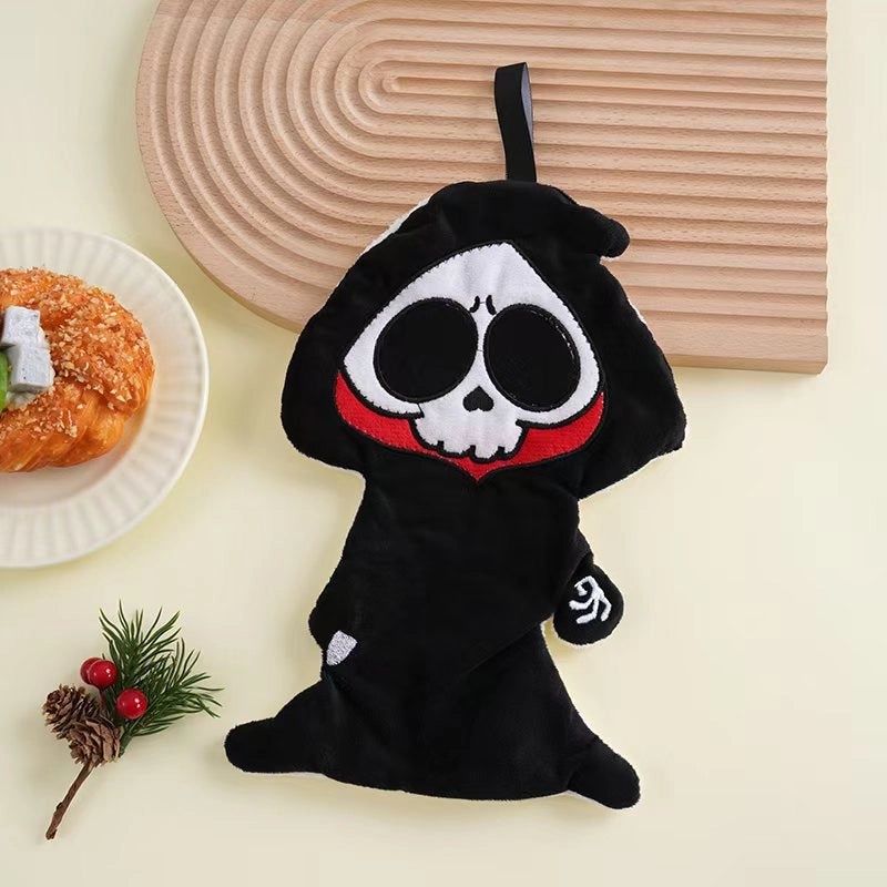 Halloween Cartoon Hanging Hand Towel for Kids Small Tower Skull Bat Design|Home & Kitchen > Bath > Bath Towels
