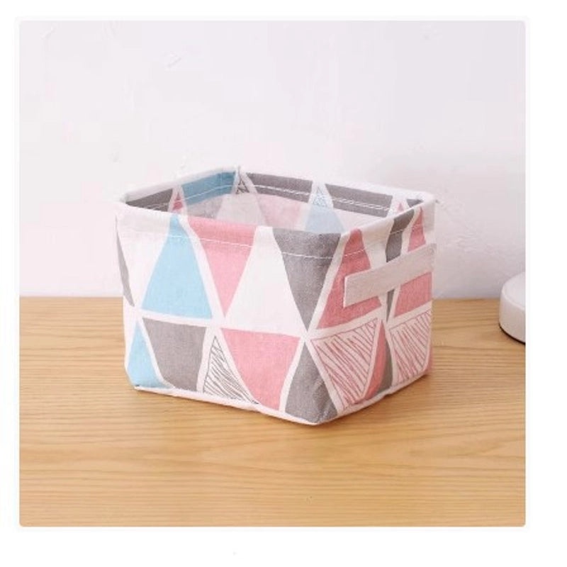Foldable Cotton Linen Storage Basket for Cosmetics and Desktop Organizer|Home Storage & Organization