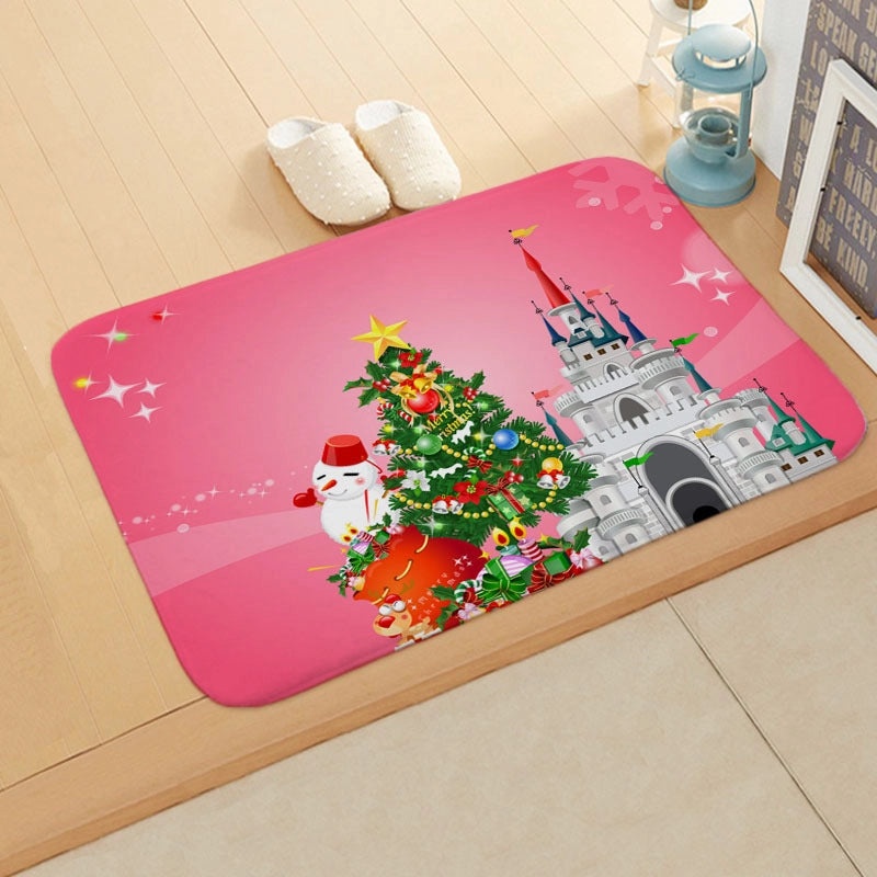Holiday Santa Snowman Flannel Floor Mat Cozy Christmas Decor|Home & Living/Seasonal Decorations