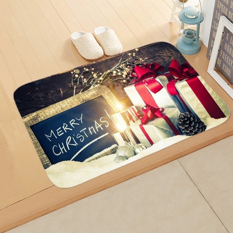 Festive Christmas Elk and Tree Flannel Floor Mat|Home Decor Rugs