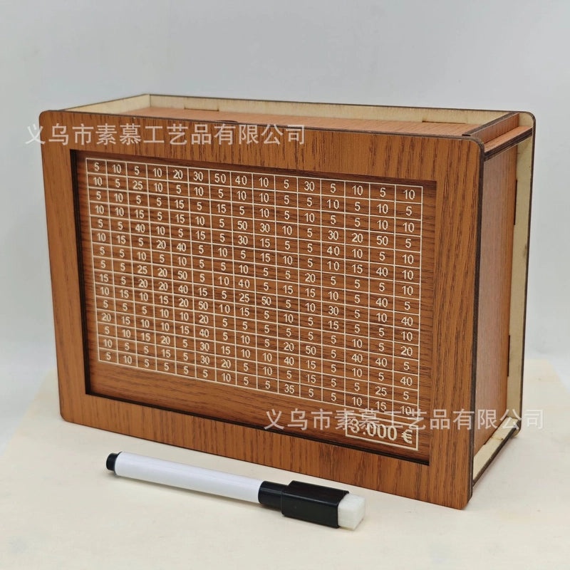Retro Wooden Square Coin Bank with Number Design | Home Decor & Coin Banks