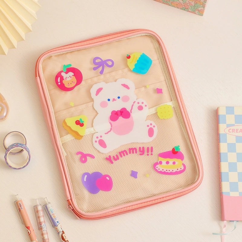 Girls Cute Summer Cartoon Clear PVC 11 Inch iPad Tablet Sleeve|Kids Tablet Accessories