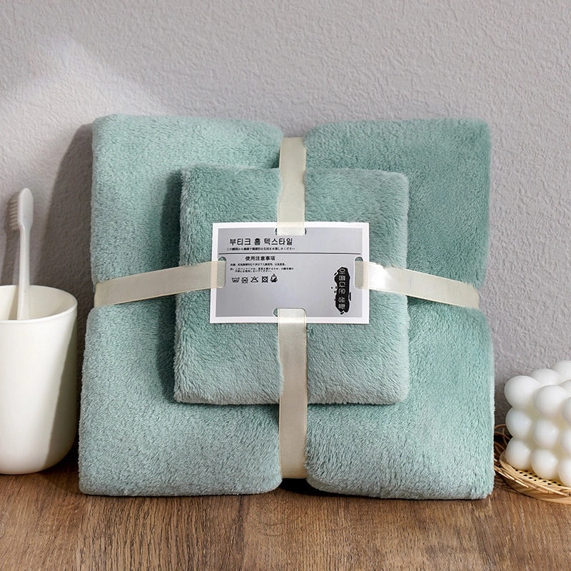 Coral Fleece Bath Towel Set for Mom Thick Absorbent Two-Piece Towel Gift|Home & Bath