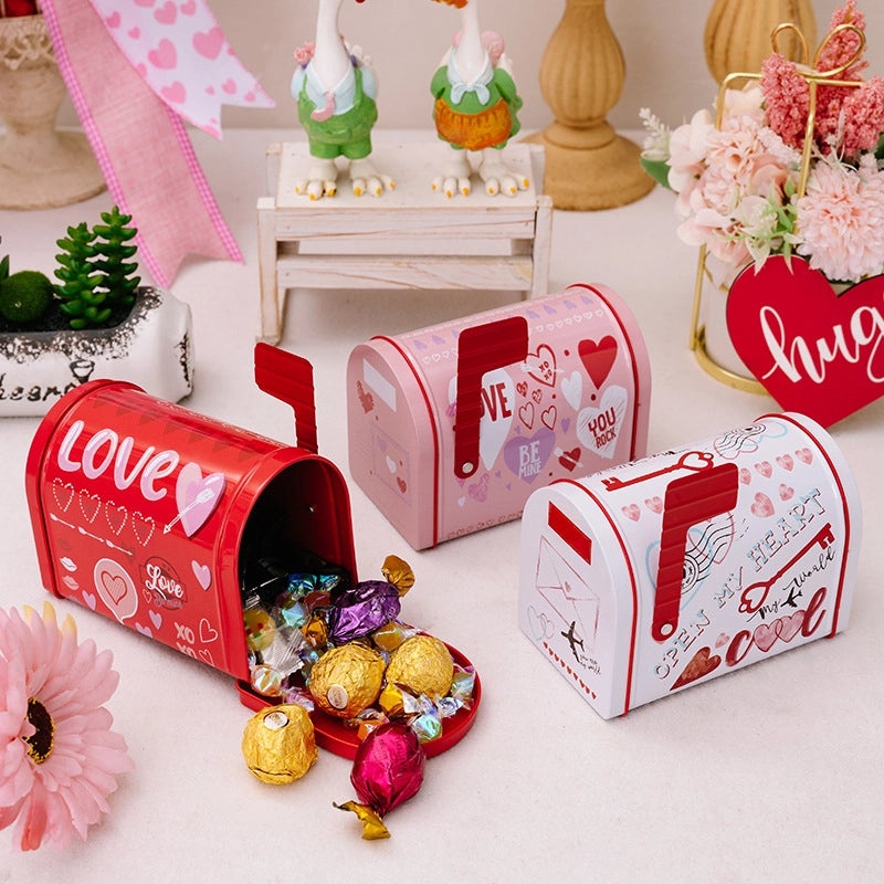 Romantic Valentine Heart Shaped Mailbox Tinplate Decorative Prop for Holiday Date|Home Decor Accessories