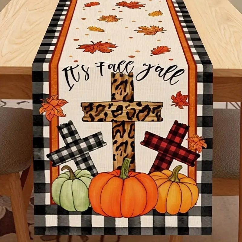 Halloween Pumpkin Lattice Table Runner Polyester Decorative Accent|Home Decor Table Linens