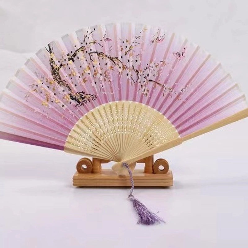 Elegant Chinoiserie Floral Bamboo Fans with Classic Heating Design | Home Decor Fans