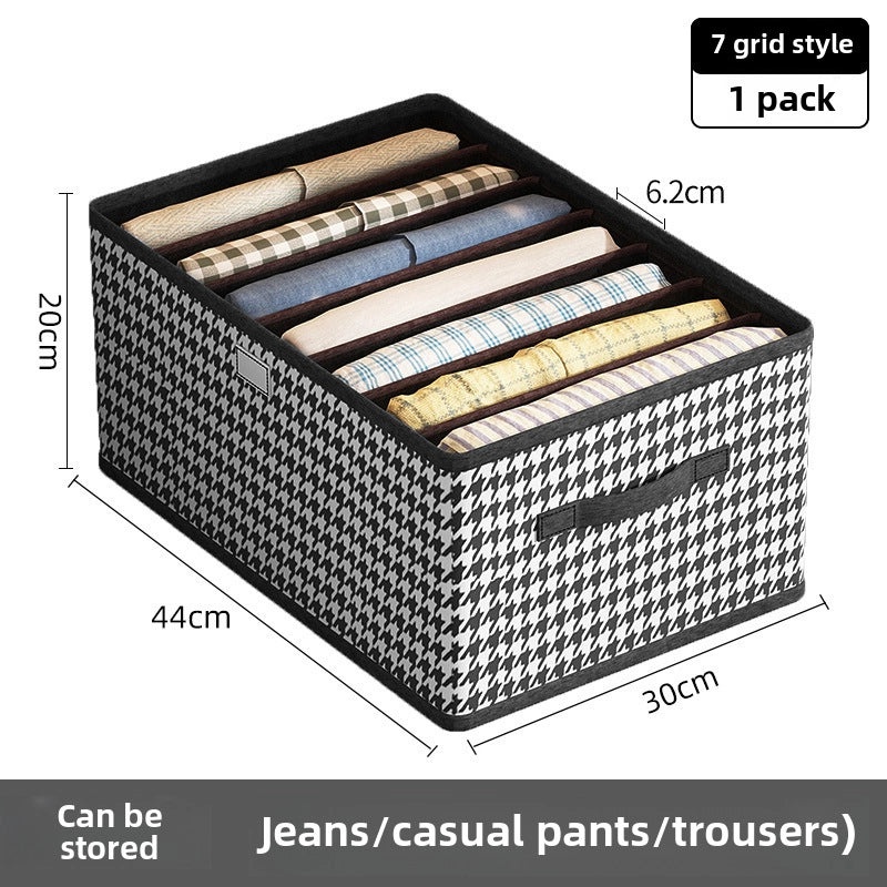 Houndstooth Pattern Foldable Steel Storage Box for Clothes and Pants | Home Storage & Organization