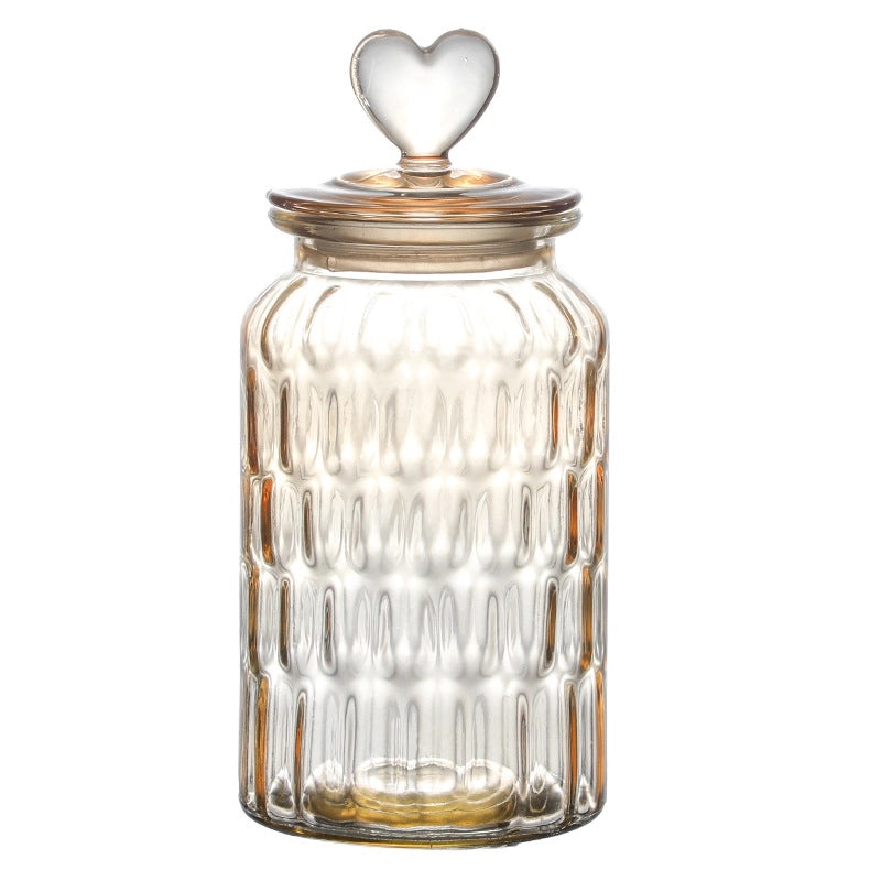 Red Heart Glass Storage Tank for Casual Use|Home Storage & Organization
