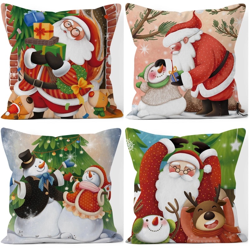 Festive Christmas Stripe Snowflake Pillow Covers | Home Decor & Living Room Accessories