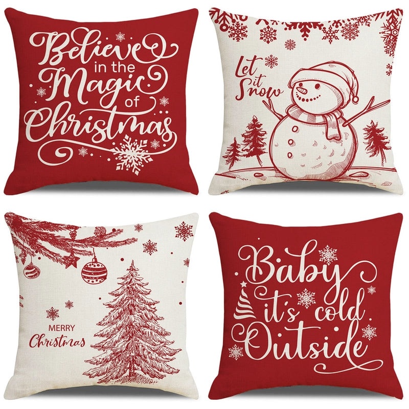 Christmas Holiday Pillow Cover Set for Sofa Home Decor|Home Decor & Living Room Accessories