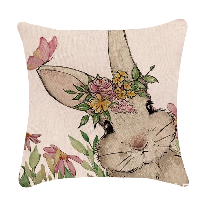Minimalist Easter Rabbit Linen Pillow Covers for Couch and Sofa Decor | Home Decor Accessories