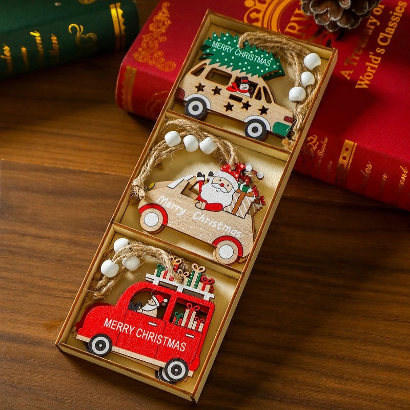 Festive Wooden Christmas Tree Pendant with Green and Red Accents | Holiday Jewelry & Accessories