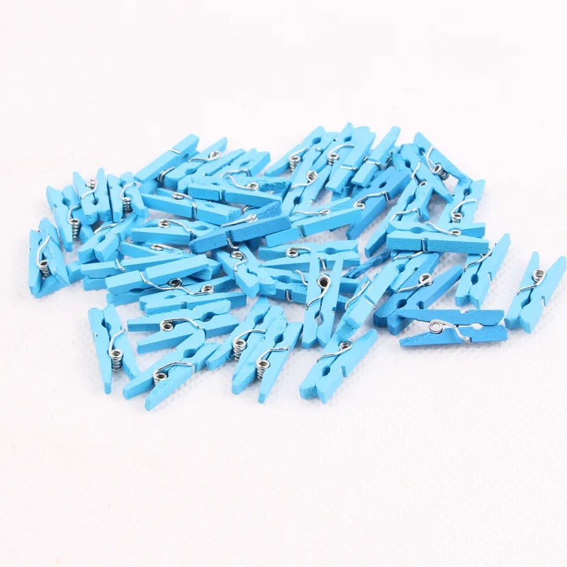 400 PCS Colorful Mini Wooden Clips 3.5x0.7cm with Hemp Rope Decorative Photo Clothes Pin|Home Decor Accessories