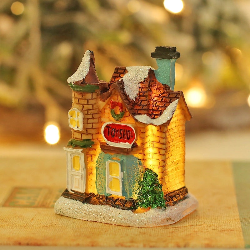 Retro Christmas House Resin Decoration|Holiday Home Decor
