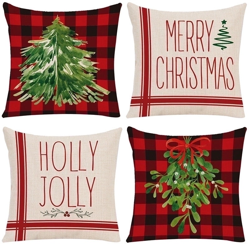 Christmas Tree and Elk Print Polyester Pillow Covers|Home Decor Pillows