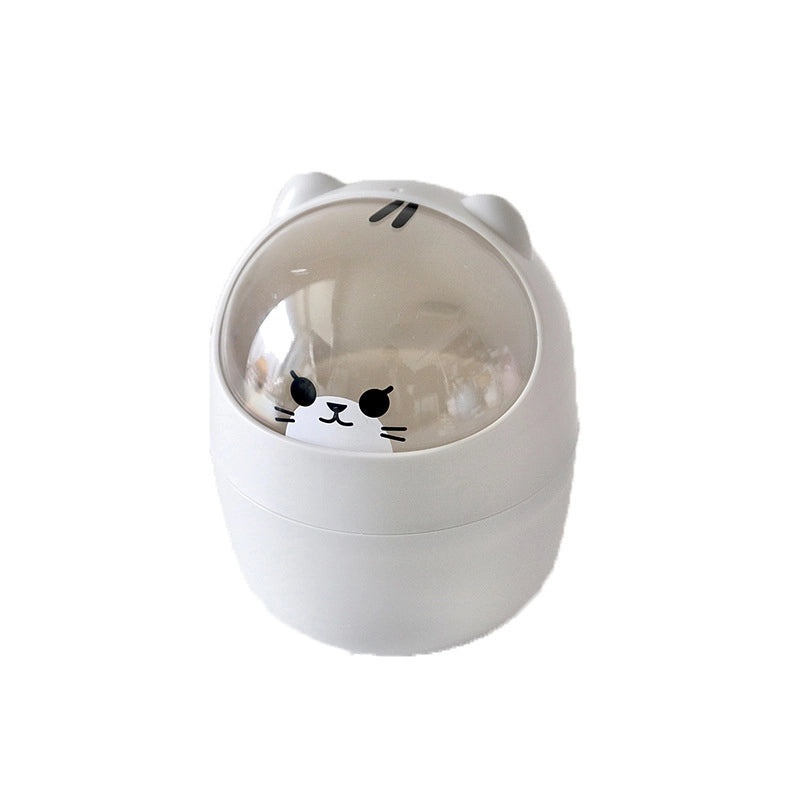 Cute Mini Desktop Trash Can with Lid for Home Dorm Office | Small Office Supplies