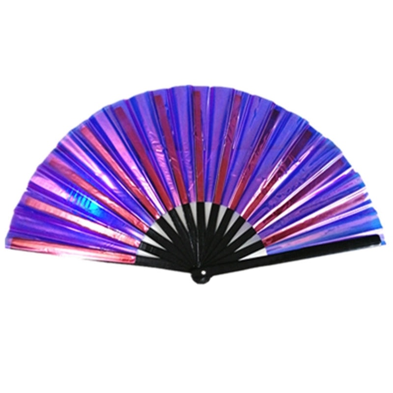 10-inch Solid Color Bamboo Folding Fan with Laser Pattern | Fashion Accessories Fan
