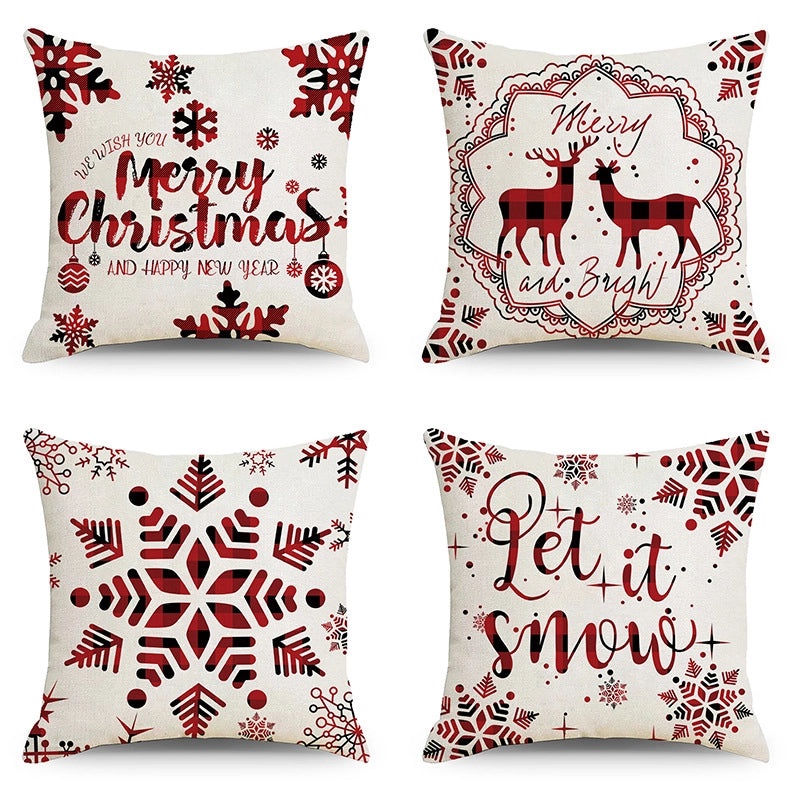 Festive Christmas Stripe Snowflake Pillow Covers | Home Decor & Living Room Accessories